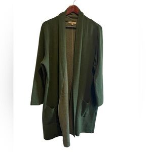 Les Serein Olive green Open Front Long Women’s Cardigan Sweater Size 3X